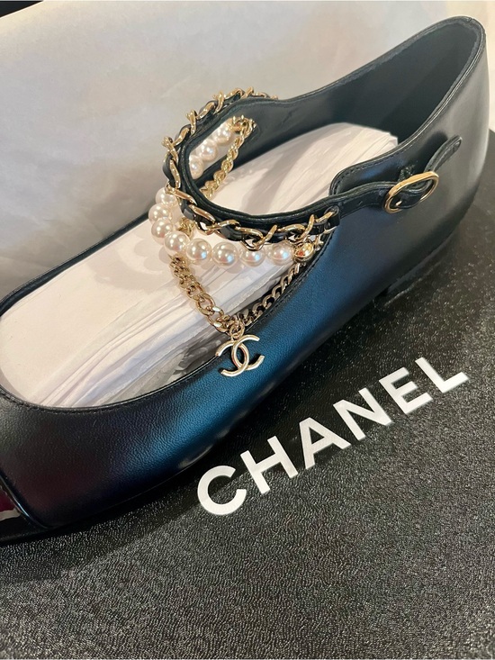 CHANEL Shoes - Authentic Chanel Mary Jane with gold CCs and pearls 37.5 $1625.00 NIB